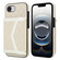 iPhone 16e / 17e Splicing Rhombic Texture Card Bag Phone Case with Long Lanyard - Beige