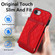 iPhone 16e / 17e Splicing Rhombic Texture Card Bag Phone Case with Long Lanyard - Red