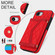 iPhone 16e / 17e Splicing Rhombic Texture Card Bag Phone Case with Long Lanyard - Red