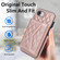 iPhone 16e / 17e Splicing Rhombic Texture Card Bag Phone Case with Long Lanyard - Rose Gold