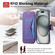 iPhone 16e / 17e Splitable Electroplated MagSafe RFID Anti-theft Leather Phone Case with Lens Film - Purple