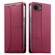 iPhone 16e / 17e Stitched Line Magnetic RFID Vegan Leather Phone Case - Wine Red
