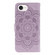 iPhone 16e / 17e Sun Mandala Embossing Leather Phone Case - Purple
