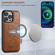 iPhone 16e / 17e Suteni H17 Oil Eax Leather MagSafe Detachable Wallet Phone Case - Brown