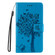 iPhone 16e / 17e Tree & Cat Embossed Pattern Flip Leather Phone Case - Blue