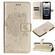 iPhone 16e / 17e Tree & Cat Embossed Pattern Flip Leather Phone Case - Gold