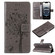 iPhone 16e / 17e Tree & Cat Embossed Pattern Flip Leather Phone Case - Grey