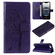 iPhone 16e / 17e Tree & Cat Embossed Pattern Flip Leather Phone Case - Purple