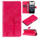 iPhone 16e / 17e Tree & Cat Embossed Pattern Flip Leather Phone Case - Rose Red