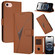 iPhone 16e / 17e Triangle Pattern Buckle Clasp Leather Phone Case - Brown