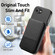 iPhone 16e / 17e Twill Fabric Leather Vertical Flip RFID Card Bag Phone Case - Black