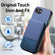 iPhone 16e / 17e Twill Fabric Leather Vertical Flip RFID Card Bag Phone Case - Blue