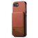 iPhone 16e / 17e Twill Fabric Leather Vertical Flip RFID Card Bag Phone Case - Brown