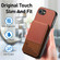 iPhone 16e / 17e Twill Fabric Leather Vertical Flip RFID Card Bag Phone Case - Brown