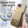iPhone 16e / 17e Twill Fabric Leather Vertical Flip RFID Card Bag Phone Case - Khaki