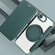 iPhone 16e / 17e Ultra-thin Rotation Holder Magnetic Plating Vegan Leather Phone Case - Blackish Green