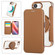 iPhone 16e / 17e Ultra-thin Rotation Holder Magnetic Plating Vegan Leather Phone Case - Brown