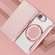 iPhone 16e / 17e Ultra-thin Rotation Holder Magnetic Plating Vegan Leather Phone Case - Rose Gold