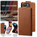 iPhone 16e / 17e Vertical Flip Cover Solid Color Vegan Leather Phone Case with Crossbody Chain - Brown