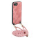iPhone 16e / 17e Vintage Leather PC Back Cover Phone Case with Crossbody Strap - Pink