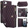 iPhone 16e / 17e YM016 Rhombic Zipper Card Wallet Leather Phone Case with Lanyard - Dark Purple