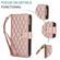 iPhone 16e / 17e YM016 Rhombic Zipper Card Wallet Leather Phone Case with Lanyard - Rose Gold