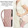 iPhone 16e / 17e YM016 Rhombic Zipper Card Wallet Leather Phone Case with Lanyard - Rose Gold