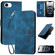 iPhone 16e / 17e YX0080 Grid Butterfly Embossed Pattern Flip Leather Phone Case with Lanyard - Dark Blue
