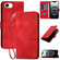 iPhone 16e / 17e YX0080 Grid Butterfly Embossed Pattern Flip Leather Phone Case with Lanyard - Red
