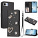 iPhone 16e / 17e ZS01 Double-Layer Heart Floral Vegan Leather Phone Case with Wrist Strap - Black