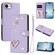 iPhone 16e / 17e ZS01 Double-Layer Heart Floral Vegan Leather Phone Case with Wrist Strap - Light Purple