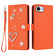 iPhone 16e / 17e ZS01 Double-Layer Heart Floral Vegan Leather Phone Case with Wrist Strap - Orange