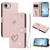 iPhone 16e / 17e ZS01 Double-Layer Heart Floral Vegan Leather Phone Case with Wrist Strap - Pink