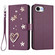 iPhone 16e / 17e ZS01 Double-Layer Heart Floral Vegan Leather Phone Case with Wrist Strap - Violet