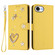 iPhone 16e / 17e ZS01 Double-Layer Heart Floral Vegan Leather Phone Case with Wrist Strap - Yellow
