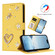iPhone 16e / 17e ZS01 Double-Layer Heart Floral Vegan Leather Phone Case with Wrist Strap - Yellow