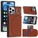 iPhone 14 Pro Max Litchi Texture Card Bag Phone Case - Brown