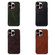 iPhone 14 Pro Max Genuine Leather Double Color Crazy Horse Phone Case  - Black