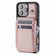 iPhone 14 Pro Max Zipper Card Slots RFID Phone Case - Rose Gold