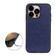 iPhone 14 Pro Max Litchi Texture Genuine Leather Phone Case  - Blue