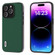 iPhone 14 Pro Max ABEEL Genuine Leather Silky Soft Black Edge Phone Case - Green