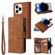 iPhone 14 Pro Max Multifunctional Phone Leather Case with Card Slot  - Brown