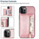 iPhone 14 Pro Max Zipper Card Holder Phone Case  - Rose Gold