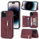 iPhone 14 Pro Max Zipper Card Holder Phone Case  - Wine Red