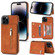iPhone 14 Pro Max Zipper Card Holder Phone Case  - Brown
