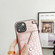 iPhone 14 Pro Max Crocodile Texture Lanyard Card Slot Phone Case - Rose Gold