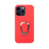 iPhone 14 Pro Max Ring Holder Litchi Texture Genuine Leather Phone Case - Red