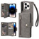 iPhone 14 Pro Max Rivet Buckle 9 Cards Three Fold Leather Phone Case  - Grey