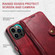 Suteni Calf Texture Buckle Wallet Leather Phone Case iPhone 14 Pro Max - Red
