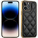 iPhone 14 Pro Max Suteni Electroplated Big Diamond Grid Leather Soft TPU Phone Case - Black